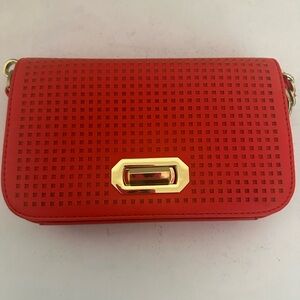 Banana Republic Red Crossbody Bag with Gold Accents